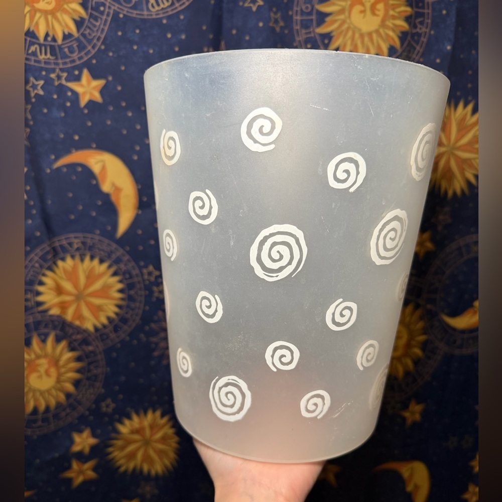 Whimsy Swirl Pattern Frosted Plastic Trash Can